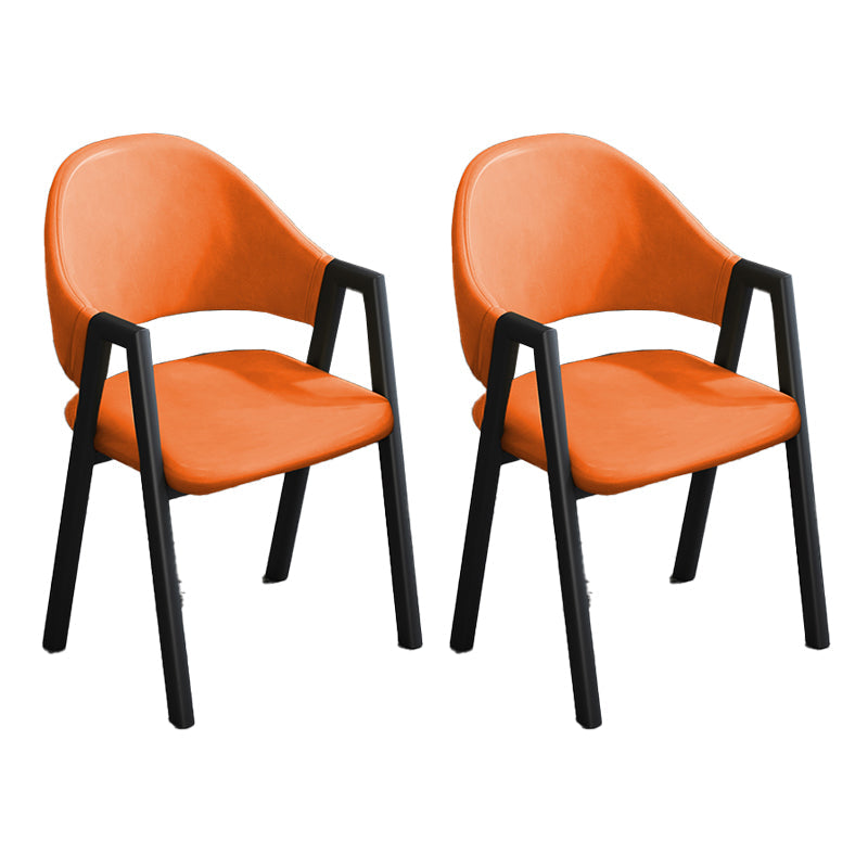 Modern Style Metal Side Chair Open Back Dining Side Chair with Black Legs Orange 2 Piece Set Clearhalo 'Dining Chairs' 'Dining Tables & Seating' 'dining_chair' 'furn' 'furn_dining_chair' 'Furniture' 'furniture_dining_chair' 'Kitchen & Dining Furniture' 4818845