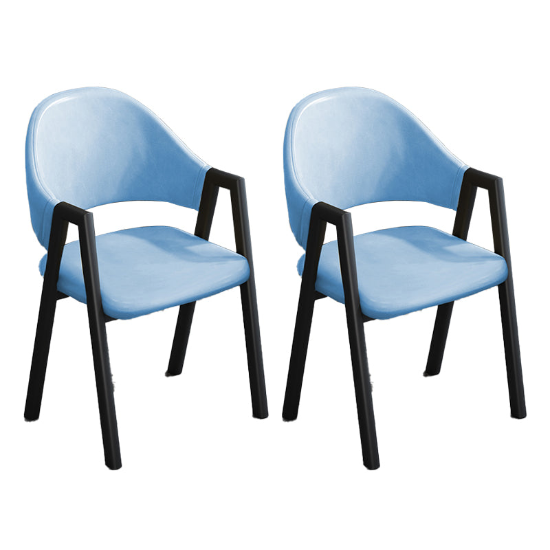 Modern Style Metal Side Chair Open Back Dining Side Chair with Black Legs Blue 2 Piece Set Clearhalo 'Dining Chairs' 'Dining Tables & Seating' 'dining_chair' 'furn' 'furn_dining_chair' 'Furniture' 'furniture_dining_chair' 'Kitchen & Dining Furniture' 4818847