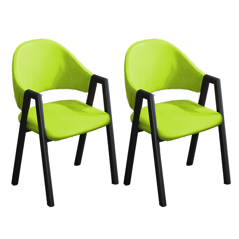 Modern Style Metal Side Chair Open Back Dining Side Chair with Black Legs Green 2 Piece Set Clearhalo 'Dining Chairs' 'Dining Tables & Seating' 'dining_chair' 'furn' 'furn_dining_chair' 'Furniture' 'furniture_dining_chair' 'Kitchen & Dining Furniture' 4818850