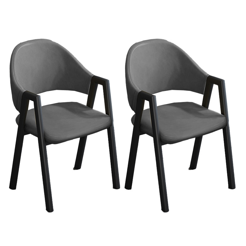 Modern Style Metal Side Chair Open Back Dining Side Chair with Black Legs Black-Gray 2 Piece Set Clearhalo 'Dining Chairs' 'Dining Tables & Seating' 'dining_chair' 'furn' 'furn_dining_chair' 'Furniture' 'furniture_dining_chair' 'Kitchen & Dining Furniture' 4818854