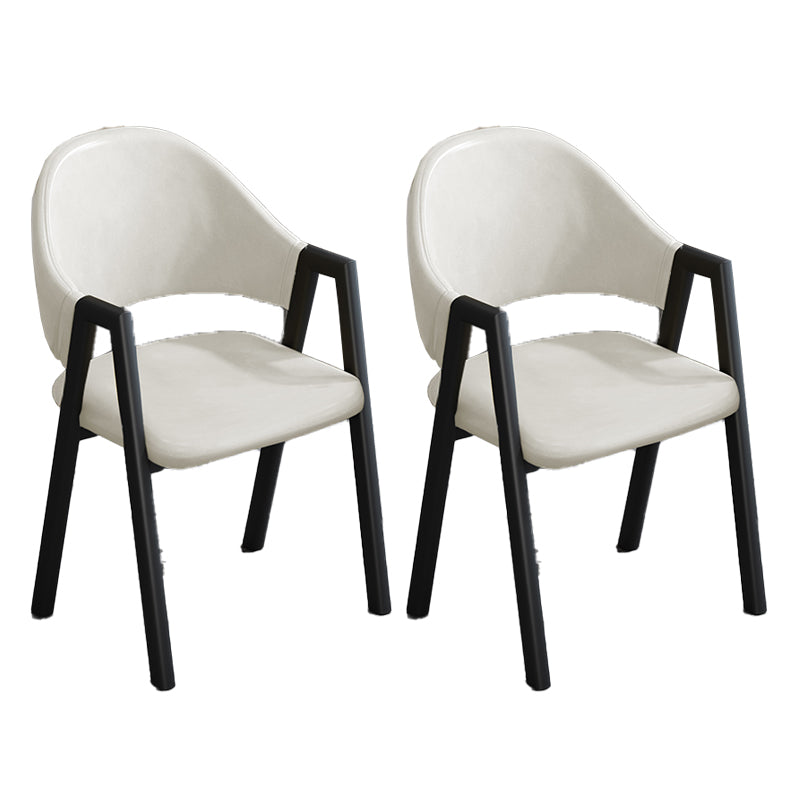 Modern Style Metal Side Chair Open Back Dining Side Chair with Black Legs Off-White 2 Piece Set Clearhalo 'Dining Chairs' 'Dining Tables & Seating' 'dining_chair' 'furn' 'furn_dining_chair' 'Furniture' 'furniture_dining_chair' 'Kitchen & Dining Furniture' 4818856