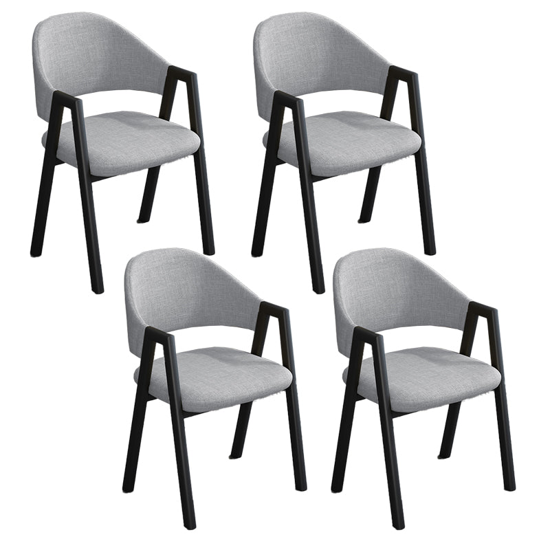 Modern Style Metal Side Chair Open Back Dining Side Chair with Black Legs Grey 4 Piece Set Clearhalo 'Dining Chairs' 'Dining Tables & Seating' 'dining_chair' 'furn' 'furn_dining_chair' 'Furniture' 'furniture_dining_chair' 'Kitchen & Dining Furniture' 4818857