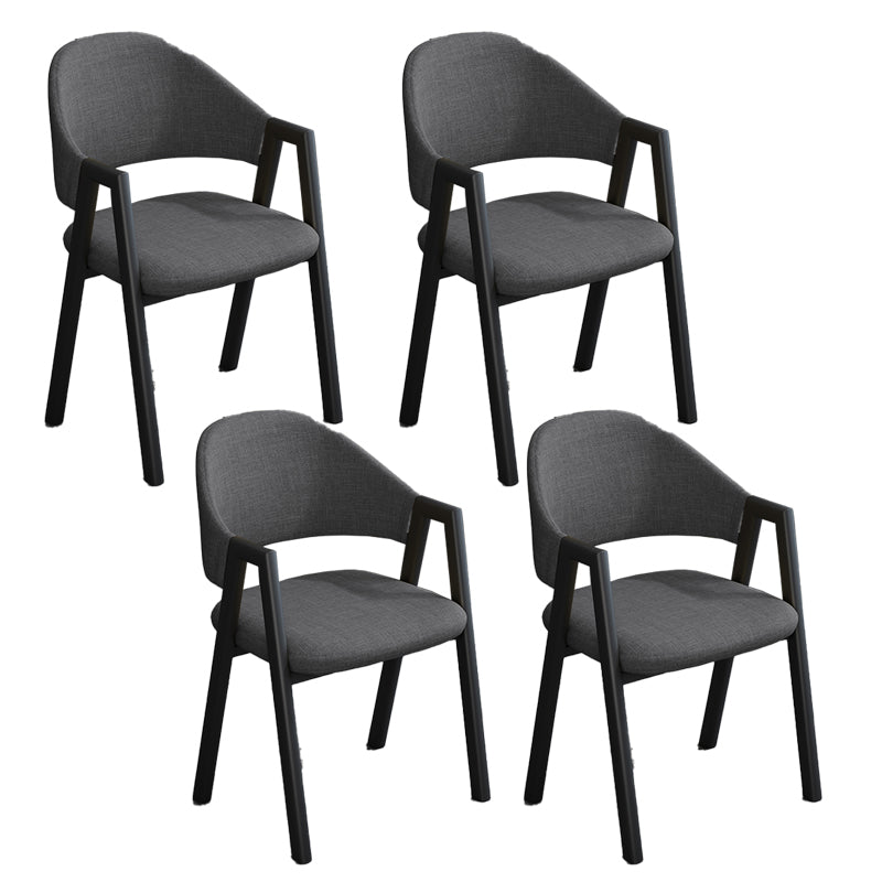 Modern Style Metal Side Chair Open Back Dining Side Chair with Black Legs Dark Gray 4 Piece Set Clearhalo 'Dining Chairs' 'Dining Tables & Seating' 'dining_chair' 'furn' 'furn_dining_chair' 'Furniture' 'furniture_dining_chair' 'Kitchen & Dining Furniture' 4818858