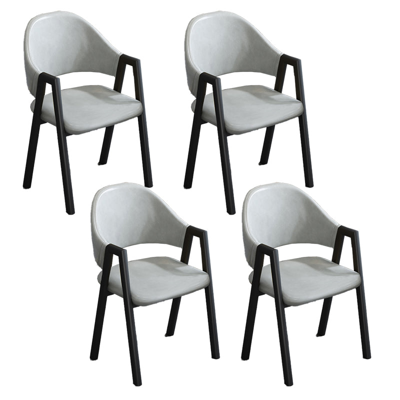 Modern Style Metal Side Chair Open Back Dining Side Chair with Black Legs Light Gray 4 Piece Set Clearhalo 'Dining Chairs' 'Dining Tables & Seating' 'dining_chair' 'furn' 'furn_dining_chair' 'Furniture' 'furniture_dining_chair' 'Kitchen & Dining Furniture' 4818859