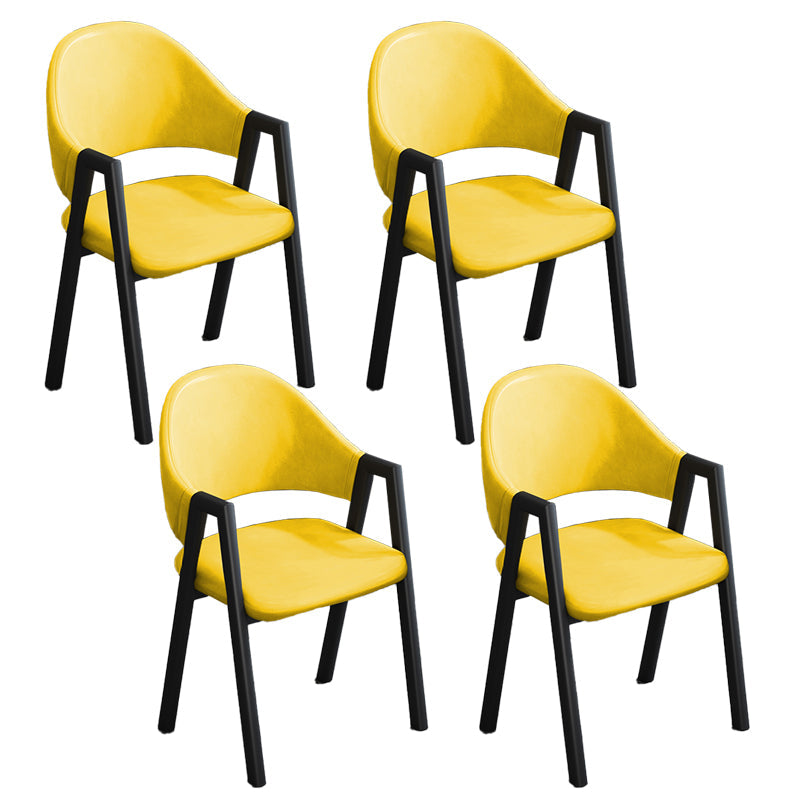 Modern Style Metal Side Chair Open Back Dining Side Chair with Black Legs Yellow 4 Piece Set Clearhalo 'Dining Chairs' 'Dining Tables & Seating' 'dining_chair' 'furn' 'furn_dining_chair' 'Furniture' 'furniture_dining_chair' 'Kitchen & Dining Furniture' 4818861