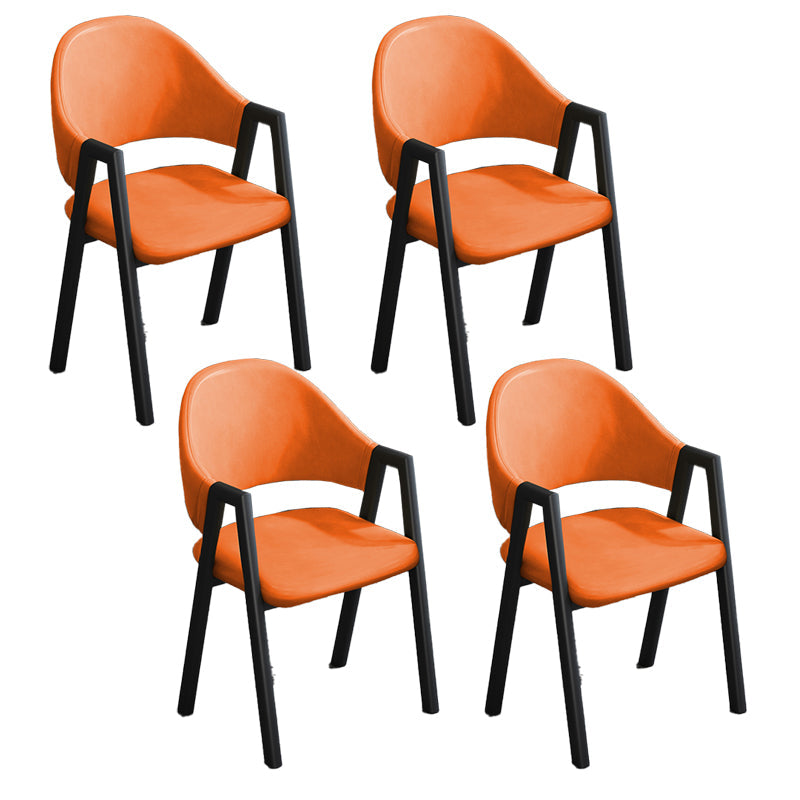 Modern Style Metal Side Chair Open Back Dining Side Chair with Black Legs Orange 4 Piece Set Clearhalo 'Dining Chairs' 'Dining Tables & Seating' 'dining_chair' 'furn' 'furn_dining_chair' 'Furniture' 'furniture_dining_chair' 'Kitchen & Dining Furniture' 4818862