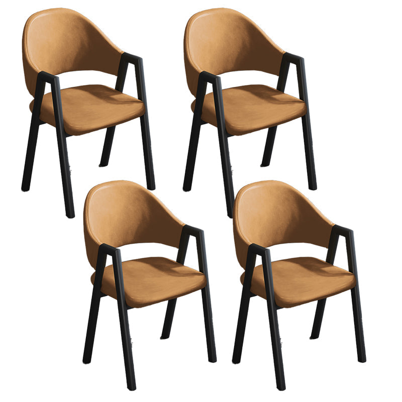 Modern Style Metal Side Chair Open Back Dining Side Chair with Black Legs Brown 4 Piece Set Clearhalo 'Dining Chairs' 'Dining Tables & Seating' 'dining_chair' 'furn' 'furn_dining_chair' 'Furniture' 'furniture_dining_chair' 'Kitchen & Dining Furniture' 4818863