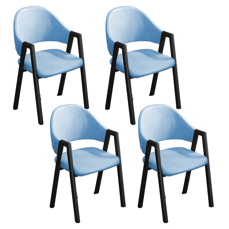 Modern Style Metal Side Chair Open Back Dining Side Chair with Black Legs Blue 4 Piece Set Clearhalo 'Dining Chairs' 'Dining Tables & Seating' 'dining_chair' 'furn' 'furn_dining_chair' 'Furniture' 'furniture_dining_chair' 'Kitchen & Dining Furniture' 4818864