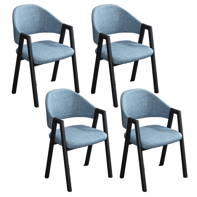 Modern Style Metal Side Chair Open Back Dining Side Chair with Black Legs Light Blue 4 Piece Set Clearhalo 'Dining Chairs' 'Dining Tables & Seating' 'dining_chair' 'furn' 'furn_dining_chair' 'Furniture' 'furniture_dining_chair' 'Kitchen & Dining Furniture' 4818865
