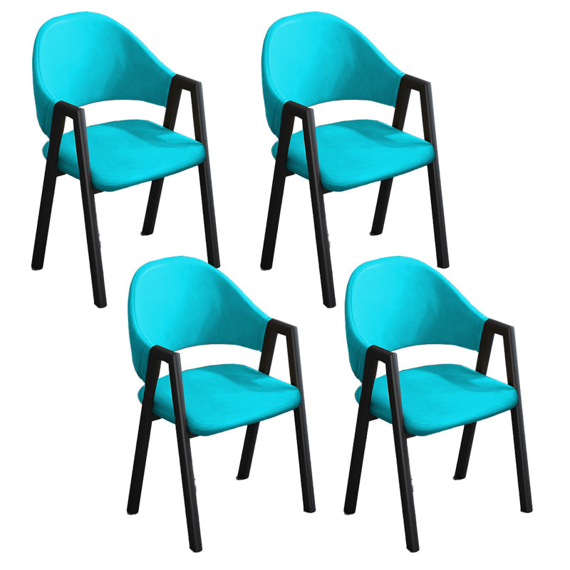 Modern Style Metal Side Chair Open Back Dining Side Chair with Black Legs Sky Blue 4 Piece Set Clearhalo 'Dining Chairs' 'Dining Tables & Seating' 'dining_chair' 'furn' 'furn_dining_chair' 'Furniture' 'furniture_dining_chair' 'Kitchen & Dining Furniture' 4818866