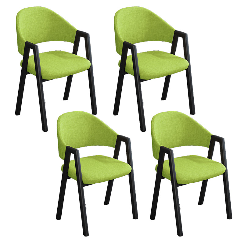 Modern Style Metal Side Chair Open Back Dining Side Chair with Black Legs Light Green 4 Piece Set Clearhalo 'Dining Chairs' 'Dining Tables & Seating' 'dining_chair' 'furn' 'furn_dining_chair' 'Furniture' 'furniture_dining_chair' 'Kitchen & Dining Furniture' 4818868