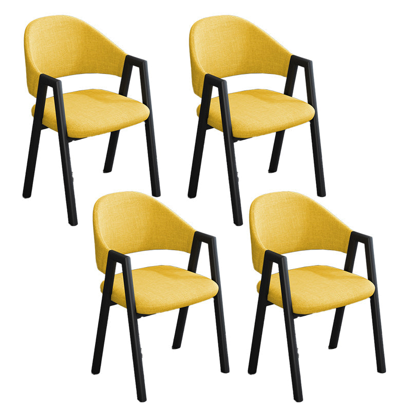 Modern Style Metal Side Chair Open Back Dining Side Chair with Black Legs Ginger 4 Piece Set Clearhalo 'Dining Chairs' 'Dining Tables & Seating' 'dining_chair' 'furn' 'furn_dining_chair' 'Furniture' 'furniture_dining_chair' 'Kitchen & Dining Furniture' 4818870