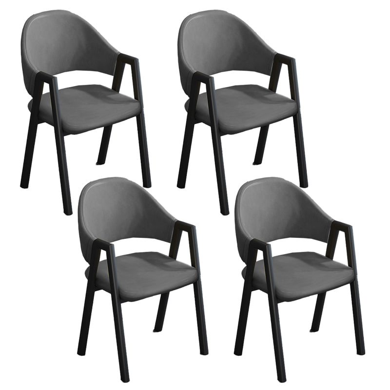 Modern Style Metal Side Chair Open Back Dining Side Chair with Black Legs Black-Gray 4 Piece Set Clearhalo 'Dining Chairs' 'Dining Tables & Seating' 'dining_chair' 'furn' 'furn_dining_chair' 'Furniture' 'furniture_dining_chair' 'Kitchen & Dining Furniture' 4818871