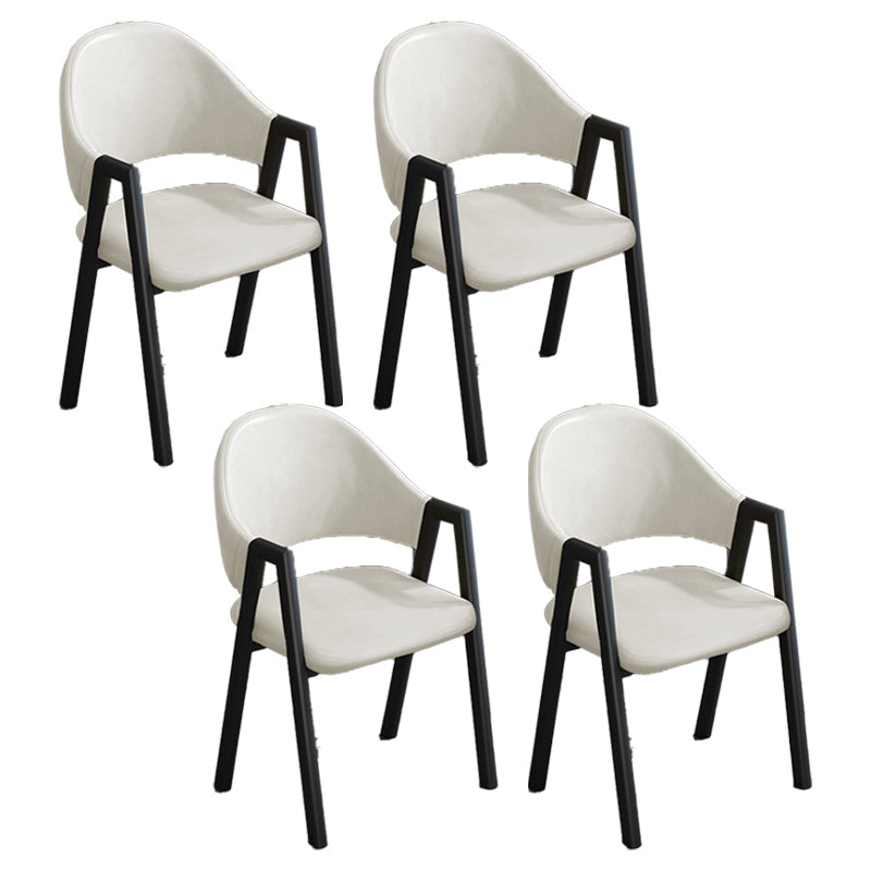 Modern Style Metal Side Chair Open Back Dining Side Chair with Black Legs Off-White 4 Piece Set Clearhalo 'Dining Chairs' 'Dining Tables & Seating' 'dining_chair' 'furn' 'furn_dining_chair' 'Furniture' 'furniture_dining_chair' 'Kitchen & Dining Furniture' 4818873