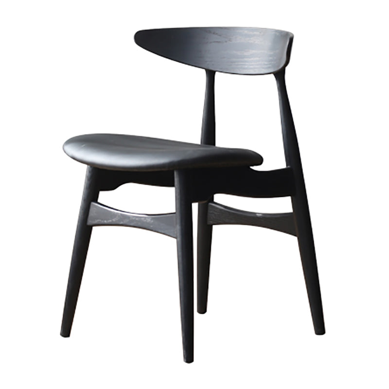 Contemporary Kitchen Solid Wood Side Chair Open Back Dining Side Chair Black 1 Piece Clearhalo 'Dining Chairs' 'Dining Tables & Seating' 'dining_chair' 'furn' 'furn_dining_chair' 'Furniture' 'furniture_dining_chair' 'Kitchen & Dining Furniture' 4818876