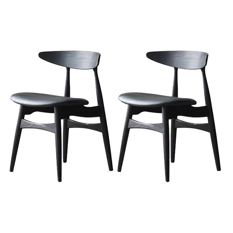 Contemporary Kitchen Solid Wood Side Chair Open Back Dining Side Chair Black 2 Piece Set Clearhalo 'Dining Chairs' 'Dining Tables & Seating' 'dining_chair' 'furn' 'furn_dining_chair' 'Furniture' 'furniture_dining_chair' 'Kitchen & Dining Furniture' 4818882