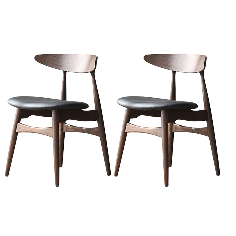 Contemporary Kitchen Solid Wood Side Chair Open Back Dining Side Chair Walnut 2 Piece Set Clearhalo 'Dining Chairs' 'Dining Tables & Seating' 'dining_chair' 'furn' 'furn_dining_chair' 'Furniture' 'furniture_dining_chair' 'Kitchen & Dining Furniture' 4818884