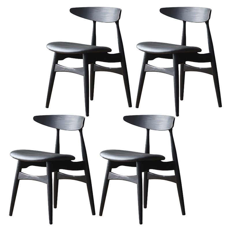 Contemporary Kitchen Solid Wood Side Chair Open Back Dining Side Chair Black 4 Piece Set Clearhalo 'Dining Chairs' 'Dining Tables & Seating' 'dining_chair' 'furn' 'furn_dining_chair' 'Furniture' 'furniture_dining_chair' 'Kitchen & Dining Furniture' 4818887