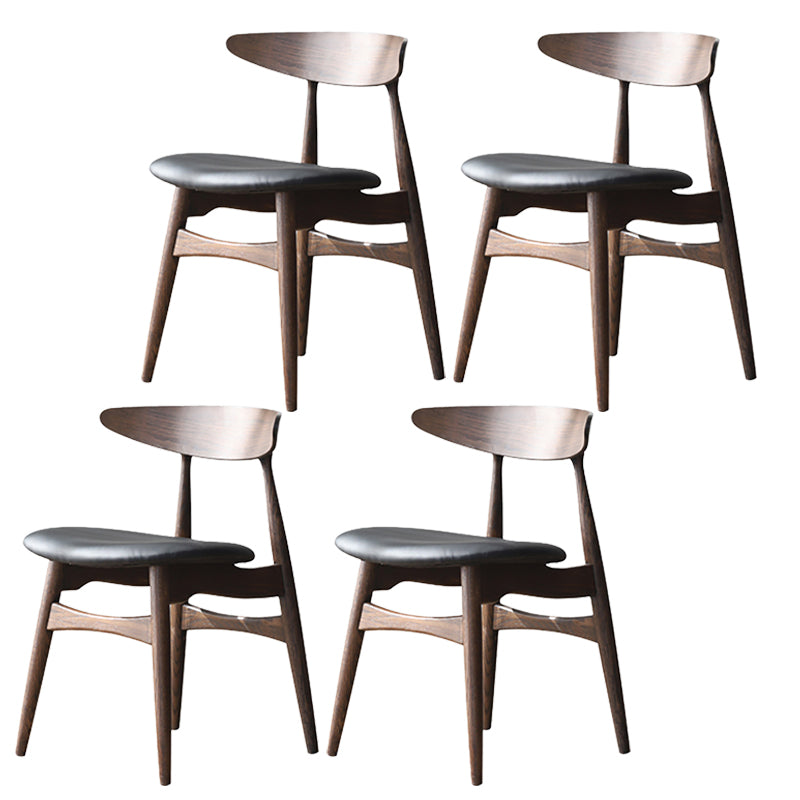 Contemporary Kitchen Solid Wood Side Chair Open Back Dining Side Chair Walnut 4 Piece Set Clearhalo 'Dining Chairs' 'Dining Tables & Seating' 'dining_chair' 'furn' 'furn_dining_chair' 'Furniture' 'furniture_dining_chair' 'Kitchen & Dining Furniture' 4818889