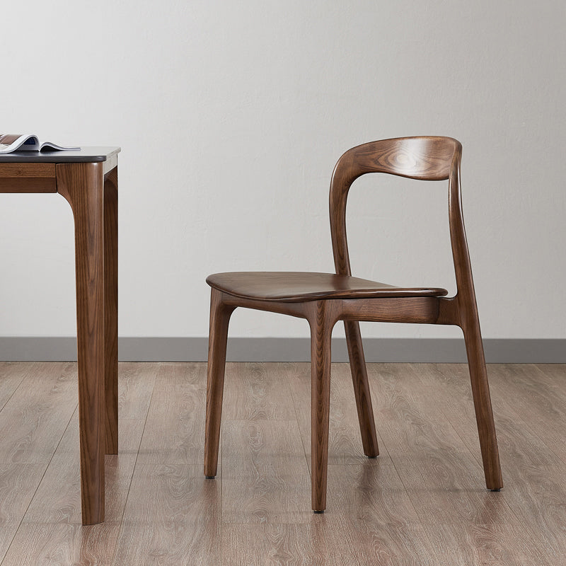 Contemporary Dining Room Solid Wood Side Chair Open Back Dining Side Chair Brown 1 Piece Clearhalo 'Dining Chairs' 'Dining Tables & Seating' 'dining_chair' 'furn' 'furn_dining_chair' 'Furniture' 'furniture_dining_chair' 'Kitchen & Dining Furniture' 4818899