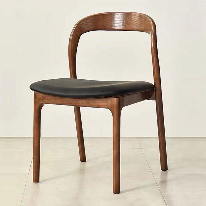 Contemporary Dining Room Solid Wood Side Chair Open Back Dining Side Chair Black-White 1 Piece Clearhalo 'Dining Chairs' 'Dining Tables & Seating' 'dining_chair' 'furn' 'furn_dining_chair' 'Furniture' 'furniture_dining_chair' 'Kitchen & Dining Furniture' 4818901