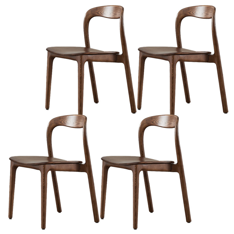 Contemporary Dining Room Solid Wood Side Chair Open Back Dining Side Chair Brown 4 Piece Set Clearhalo 'Dining Chairs' 'Dining Tables & Seating' 'dining_chair' 'furn' 'furn_dining_chair' 'Furniture' 'furniture_dining_chair' 'Kitchen & Dining Furniture' 4818920