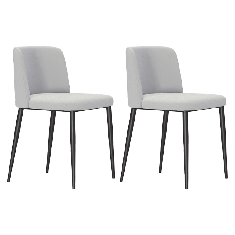 Modern Style Metal Parsons Chair Upholstered Side Chair with Black Legs Grey 2 Piece Set Clearhalo 'Dining Chairs' 'Dining Tables & Seating' 'dining_chair' 'furn' 'furn_dining_chair' 'Furniture' 'furniture_dining_chair' 'Kitchen & Dining Furniture' 4818954