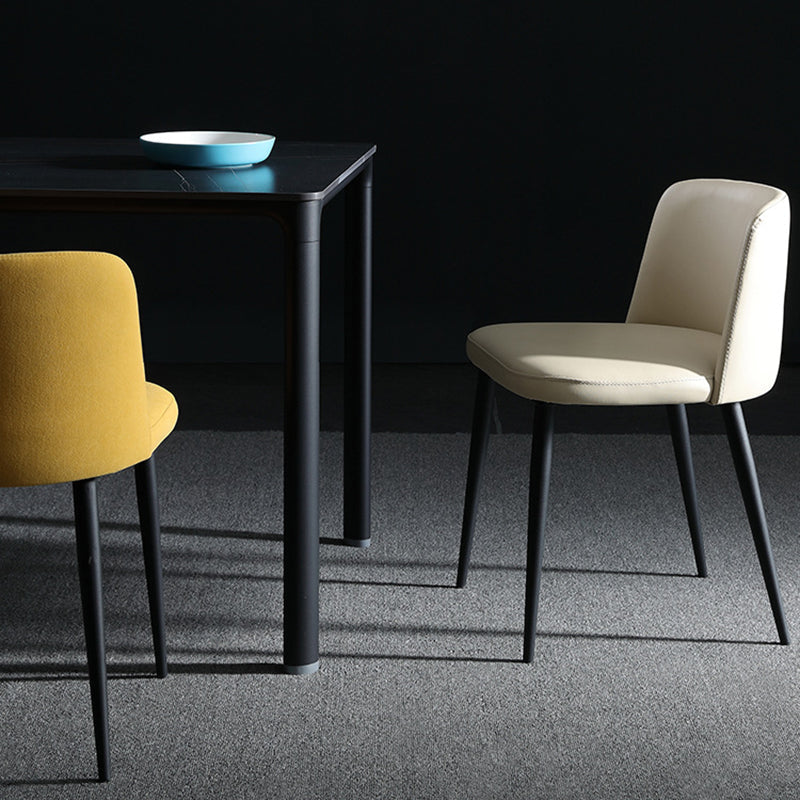 Modern Style Metal Parsons Chair Upholstered Side Chair with Black Legs Clearhalo 'Dining Chairs' 'Dining Tables & Seating' 'dining_chair' 'furn' 'furn_dining_chair' 'Furniture' 'furniture_dining_chair' 'Kitchen & Dining Furniture' 4818958