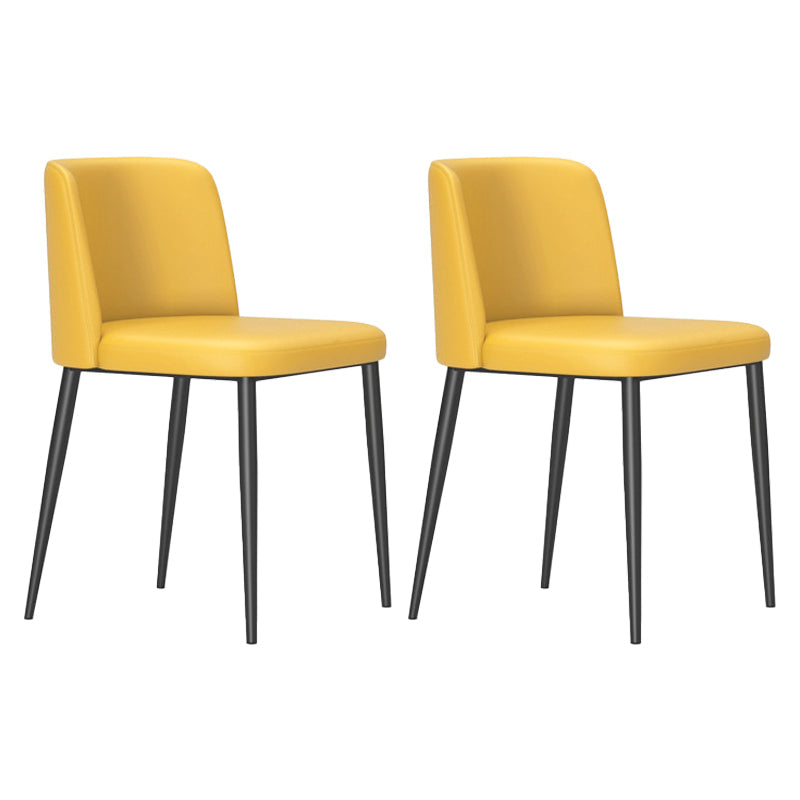 Modern Style Metal Parsons Chair Upholstered Side Chair with Black Legs Yellow 2 Piece Set Clearhalo 'Dining Chairs' 'Dining Tables & Seating' 'dining_chair' 'furn' 'furn_dining_chair' 'Furniture' 'furniture_dining_chair' 'Kitchen & Dining Furniture' 4818961