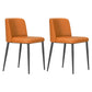 Modern Style Metal Parsons Chair Upholstered Side Chair with Black Legs Orange 2 Piece Set Clearhalo 'Dining Chairs' 'Dining Tables & Seating' 'dining_chair' 'furn' 'furn_dining_chair' 'Furniture' 'furniture_dining_chair' 'Kitchen & Dining Furniture' 4818962