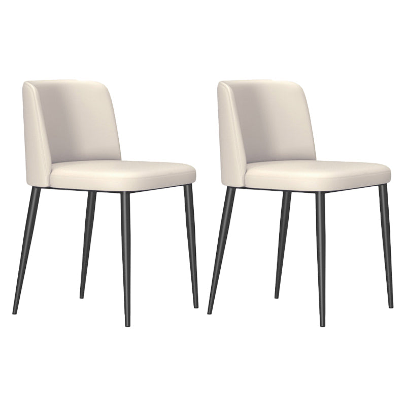 Modern Style Metal Parsons Chair Upholstered Side Chair with Black Legs Beige 2 Piece Set Clearhalo 'Dining Chairs' 'Dining Tables & Seating' 'dining_chair' 'furn' 'furn_dining_chair' 'Furniture' 'furniture_dining_chair' 'Kitchen & Dining Furniture' 4818967