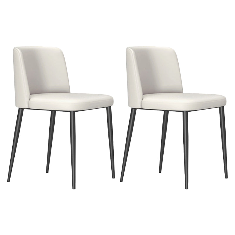 Modern Style Metal Parsons Chair Upholstered Side Chair with Black Legs Cream Gray 2 Piece Set Clearhalo 'Dining Chairs' 'Dining Tables & Seating' 'dining_chair' 'furn' 'furn_dining_chair' 'Furniture' 'furniture_dining_chair' 'Kitchen & Dining Furniture' 4818970
