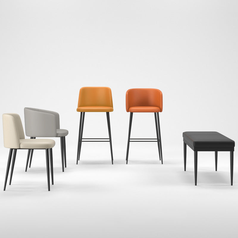 Modern Style Metal Parsons Chair Upholstered Side Chair with Black Legs Clearhalo 'Dining Chairs' 'Dining Tables & Seating' 'dining_chair' 'furn' 'furn_dining_chair' 'Furniture' 'furniture_dining_chair' 'Kitchen & Dining Furniture' 4818971