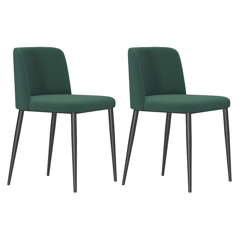 Modern Style Metal Parsons Chair Upholstered Side Chair with Black Legs Blackish Green 2 Piece Set Clearhalo 'Dining Chairs' 'Dining Tables & Seating' 'dining_chair' 'furn' 'furn_dining_chair' 'Furniture' 'furniture_dining_chair' 'Kitchen & Dining Furniture' 4818973