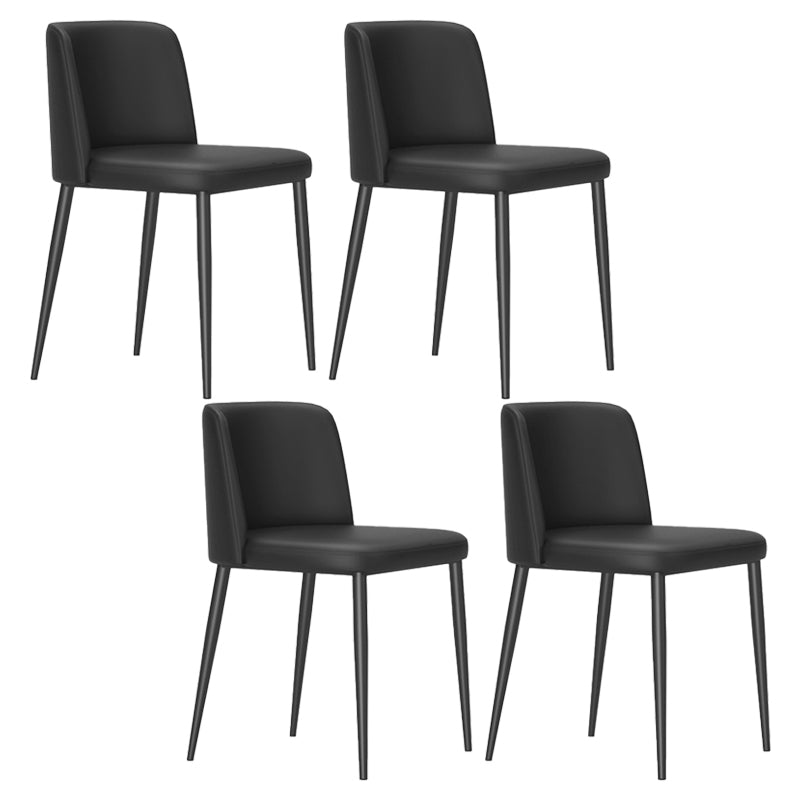 Modern Style Metal Parsons Chair Upholstered Side Chair with Black Legs Black 4 Piece Set Clearhalo 'Dining Chairs' 'Dining Tables & Seating' 'dining_chair' 'furn' 'furn_dining_chair' 'Furniture' 'furniture_dining_chair' 'Kitchen & Dining Furniture' 4818974