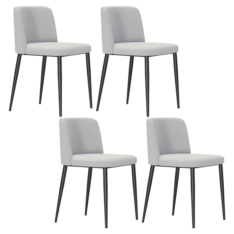 Modern Style Metal Parsons Chair Upholstered Side Chair with Black Legs Grey 4 Piece Set Clearhalo 'Dining Chairs' 'Dining Tables & Seating' 'dining_chair' 'furn' 'furn_dining_chair' 'Furniture' 'furniture_dining_chair' 'Kitchen & Dining Furniture' 4818976