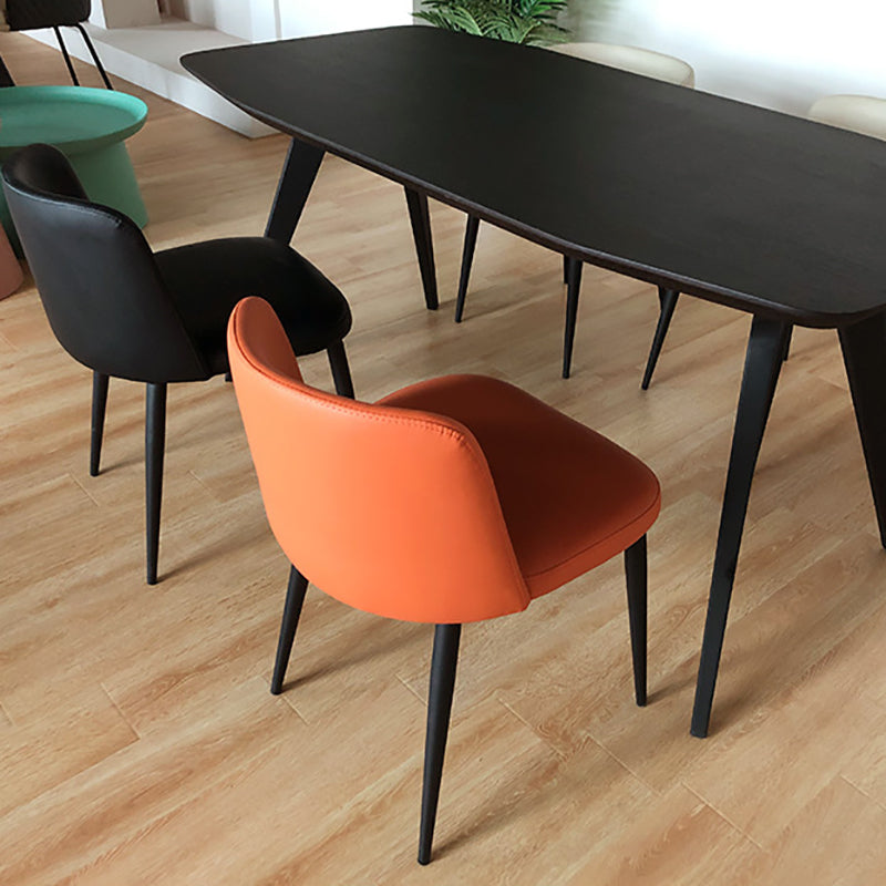 Modern Style Metal Parsons Chair Upholstered Side Chair with Black Legs Clearhalo 'Dining Chairs' 'Dining Tables & Seating' 'dining_chair' 'furn' 'furn_dining_chair' 'Furniture' 'furniture_dining_chair' 'Kitchen & Dining Furniture' 4818977