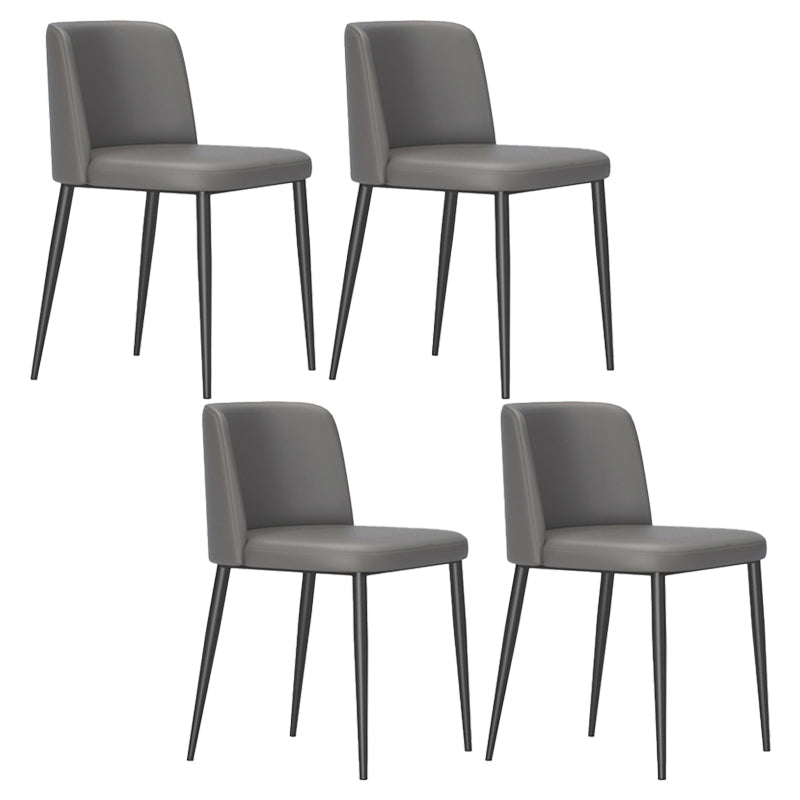 Modern Style Metal Parsons Chair Upholstered Side Chair with Black Legs Dark Gray 4 Piece Set Clearhalo 'Dining Chairs' 'Dining Tables & Seating' 'dining_chair' 'furn' 'furn_dining_chair' 'Furniture' 'furniture_dining_chair' 'Kitchen & Dining Furniture' 4818979