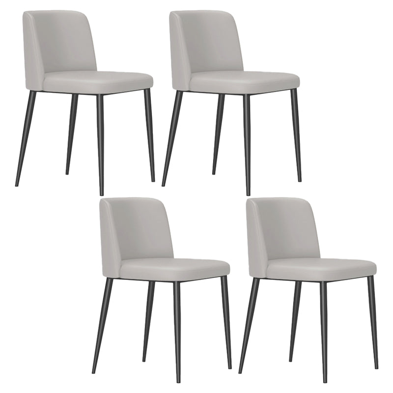 Modern Style Metal Parsons Chair Upholstered Side Chair with Black Legs Light Gray 4 Piece Set Clearhalo 'Dining Chairs' 'Dining Tables & Seating' 'dining_chair' 'furn' 'furn_dining_chair' 'Furniture' 'furniture_dining_chair' 'Kitchen & Dining Furniture' 4818980