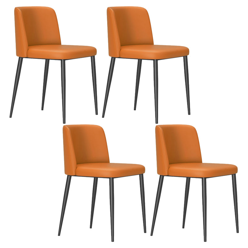 Modern Style Metal Parsons Chair Upholstered Side Chair with Black Legs Orange 4 Piece Set Clearhalo 'Dining Chairs' 'Dining Tables & Seating' 'dining_chair' 'furn' 'furn_dining_chair' 'Furniture' 'furniture_dining_chair' 'Kitchen & Dining Furniture' 4818982