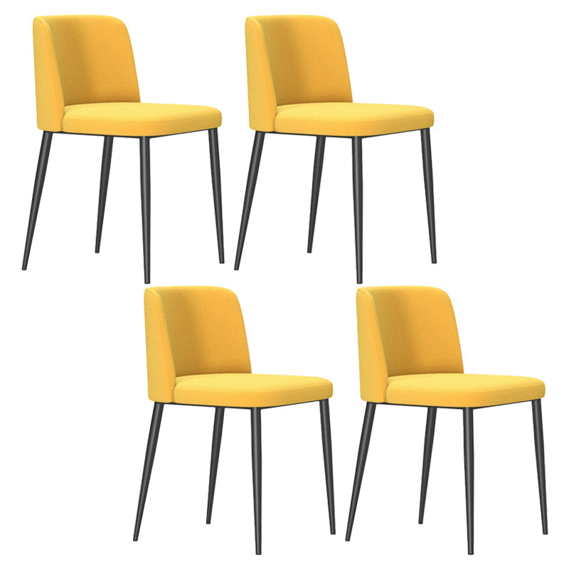 Modern Style Metal Parsons Chair Upholstered Side Chair with Black Legs Ginger 4 Piece Set Clearhalo 'Dining Chairs' 'Dining Tables & Seating' 'dining_chair' 'furn' 'furn_dining_chair' 'Furniture' 'furniture_dining_chair' 'Kitchen & Dining Furniture' 4818985