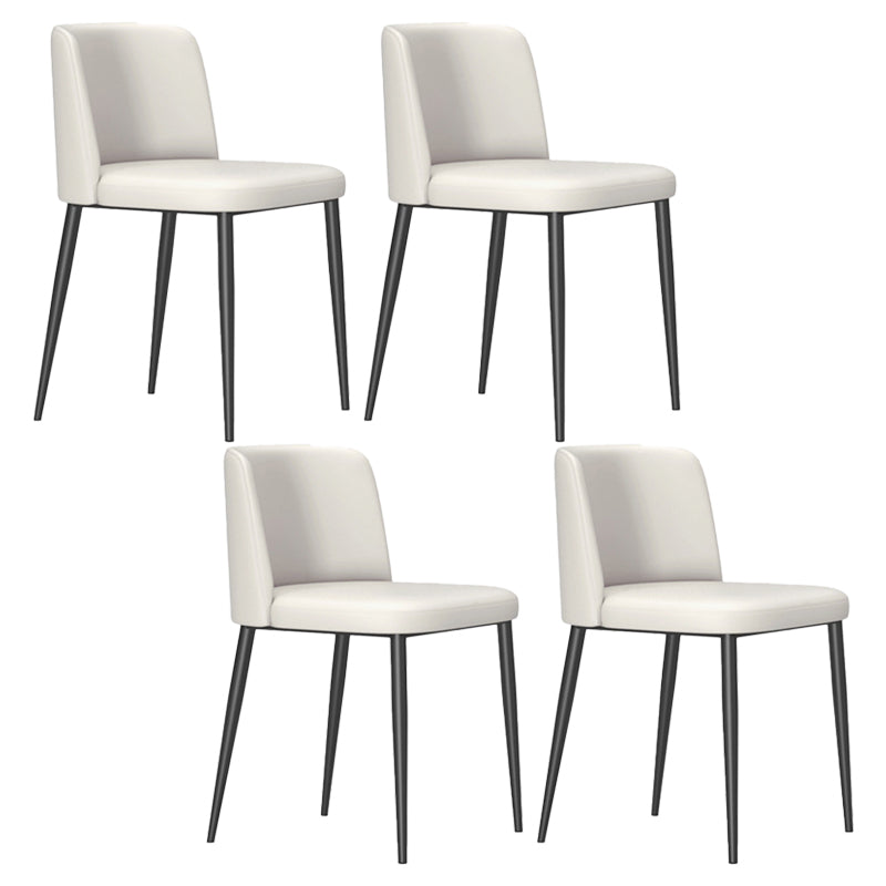 Modern Style Metal Parsons Chair Upholstered Side Chair with Black Legs Cream Gray 4 Piece Set Clearhalo 'Dining Chairs' 'Dining Tables & Seating' 'dining_chair' 'furn' 'furn_dining_chair' 'Furniture' 'furniture_dining_chair' 'Kitchen & Dining Furniture' 4818986