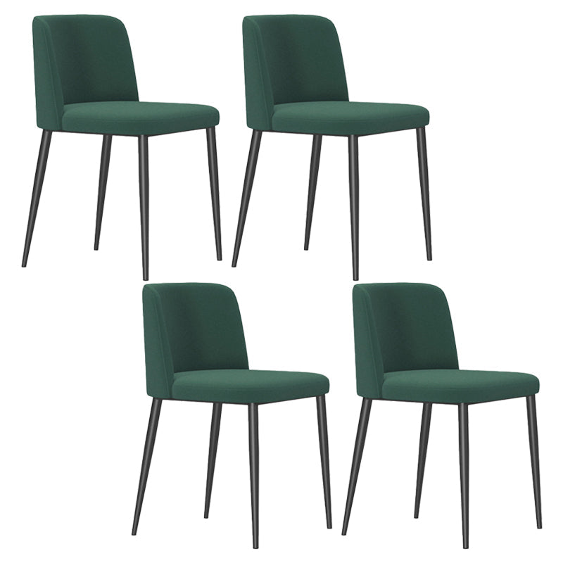 Modern Style Metal Parsons Chair Upholstered Side Chair with Black Legs Blackish Green 4 Piece Set Clearhalo 'Dining Chairs' 'Dining Tables & Seating' 'dining_chair' 'furn' 'furn_dining_chair' 'Furniture' 'furniture_dining_chair' 'Kitchen & Dining Furniture' 4818987