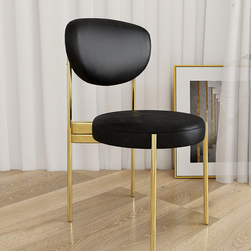 Glam Style Upholstered Side Chair Open Back Dining Side Chair Black 1 Piece Brass Gold Clearhalo 'Dining Chairs' 'Dining Tables & Seating' 'dining_chair' 'furn' 'furn_dining_chair' 'Furniture' 'furniture_dining_chair' 'Kitchen & Dining Furniture' 4818991