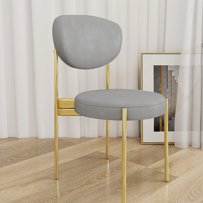 Glam Style Upholstered Side Chair Open Back Dining Side Chair Grey 1 Piece Brass Gold Clearhalo 'Dining Chairs' 'Dining Tables & Seating' 'dining_chair' 'furn' 'furn_dining_chair' 'Furniture' 'furniture_dining_chair' 'Kitchen & Dining Furniture' 4818996