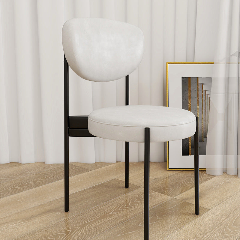 Glam Style Upholstered Side Chair Open Back Dining Side Chair White 1 Piece Black Clearhalo 'Dining Chairs' 'Dining Tables & Seating' 'dining_chair' 'furn' 'furn_dining_chair' 'Furniture' 'furniture_dining_chair' 'Kitchen & Dining Furniture' 4818998