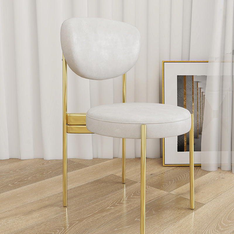 Glam Style Upholstered Side Chair Open Back Dining Side Chair White 1 Piece Brass Gold Clearhalo 'Dining Chairs' 'Dining Tables & Seating' 'dining_chair' 'furn' 'furn_dining_chair' 'Furniture' 'furniture_dining_chair' 'Kitchen & Dining Furniture' 4819000