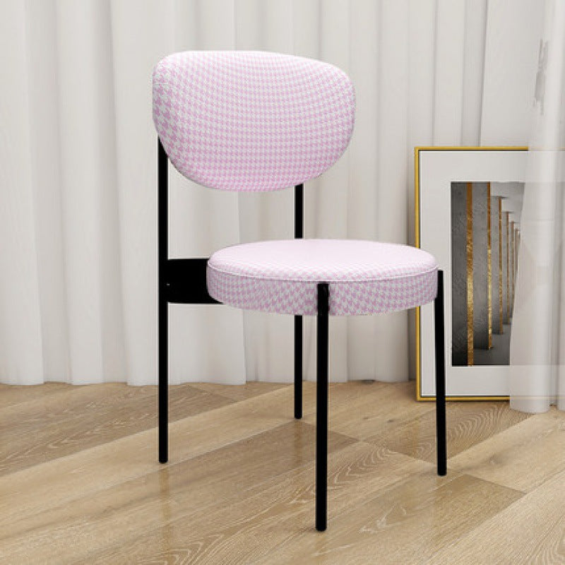 Glam Style Upholstered Side Chair Open Back Dining Side Chair Pink 1 Piece Black Clearhalo 'Dining Chairs' 'Dining Tables & Seating' 'dining_chair' 'furn' 'furn_dining_chair' 'Furniture' 'furniture_dining_chair' 'Kitchen & Dining Furniture' 4819002