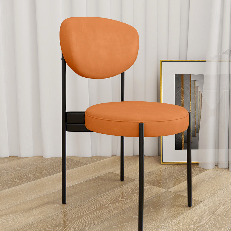 Glam Style Upholstered Side Chair Open Back Dining Side Chair Orange 1 Piece Black Clearhalo 'Dining Chairs' 'Dining Tables & Seating' 'dining_chair' 'furn' 'furn_dining_chair' 'Furniture' 'furniture_dining_chair' 'Kitchen & Dining Furniture' 4819005