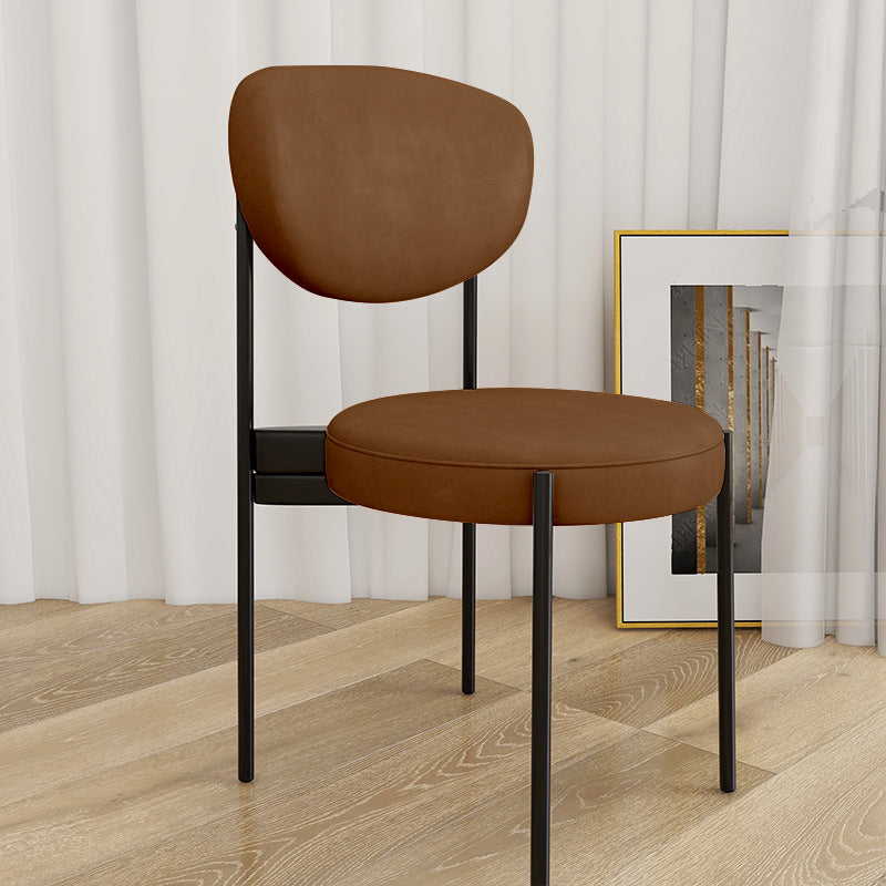 Glam Style Upholstered Side Chair Open Back Dining Side Chair Brown 1 Piece Black Clearhalo 'Dining Chairs' 'Dining Tables & Seating' 'dining_chair' 'furn' 'furn_dining_chair' 'Furniture' 'furniture_dining_chair' 'Kitchen & Dining Furniture' 4819010